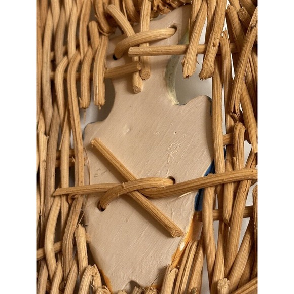 Rustic Farmhouse Market Beachy Basket Oval Tropical Fish Woven Wicker Handle - Picture 15 of 16